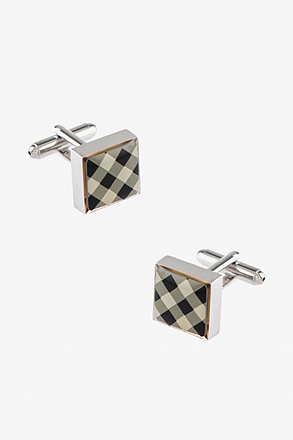 _PLAID Silver Cufflinks_