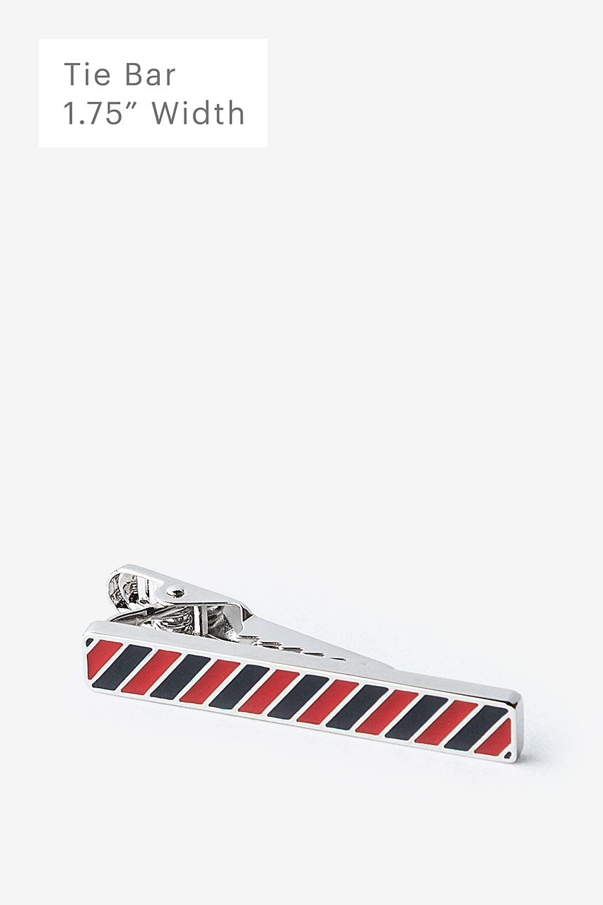 Red & Blue Stripe Silver Tie Bar Photo (0)