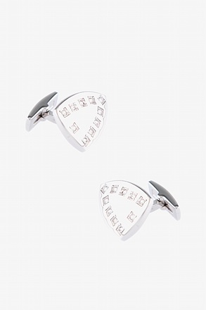 _RHINESTONE SHIELD Silver Cufflinks_