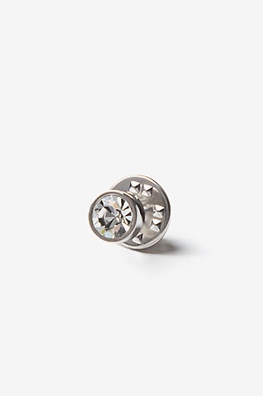 _Round jewel Silver Lapel Pin_