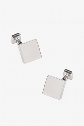 _Simple Square Silver Cufflinks_