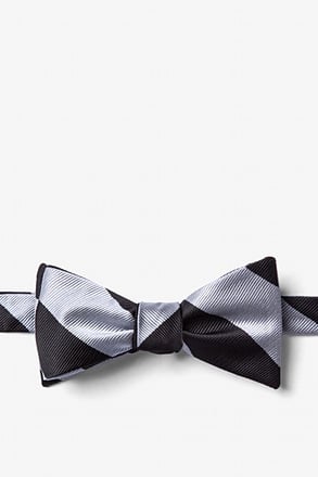 Silver & Black Stripe Self-Tie Bow Tie
