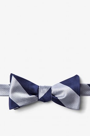Silver & Navy Stripe Self-Tie Bow Tie
