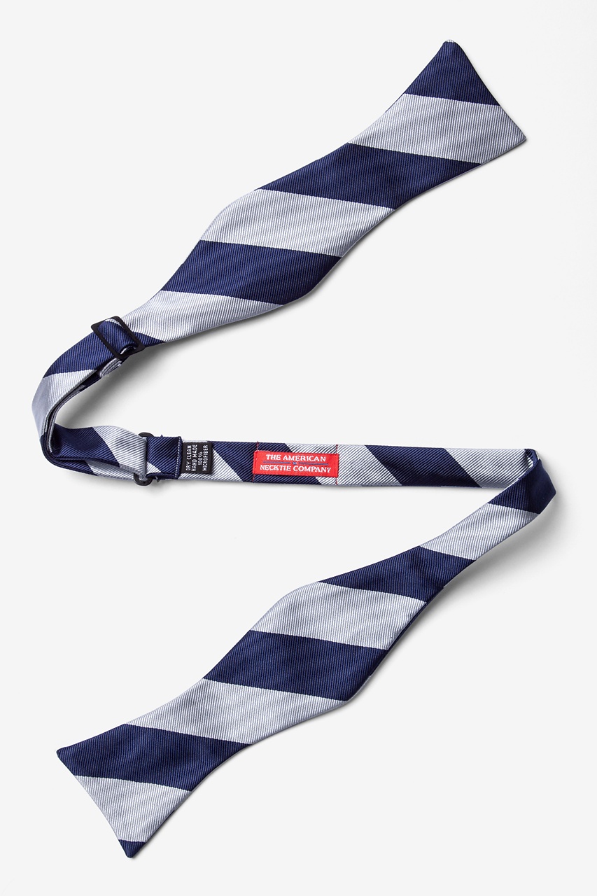 Silver & Navy Stripe Self-Tie Bow Tie Photo (1)