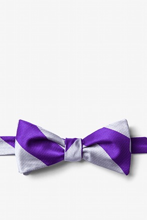 Silver & Purple Stripe Self-Tie Bow Tie