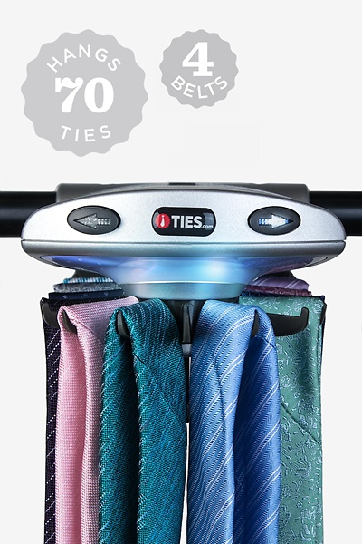 Motorized Tie Rack With Dual Led Lights Electronic Motor Rotates