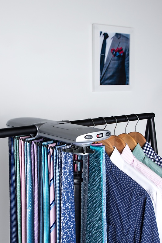 Motorized Tie Rack With Dual Led Lights Electronic Motor Rotates