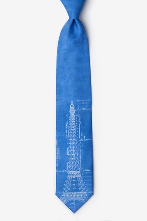 Eiffel Tower Sky Blue Extra Long Tie