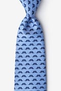 Mustache Repeat Sky Blue Extra Long Tie Photo (0)