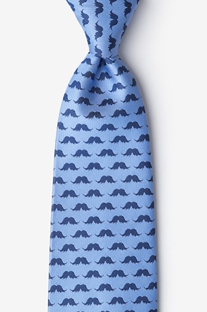 _Mustache Repeat Sky Blue Extra Long Tie_