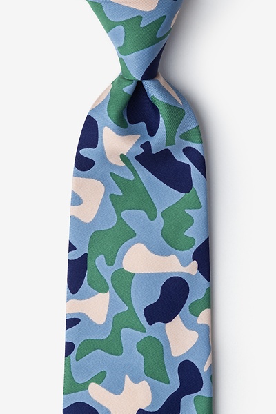 Sky Blue Microfiber Street Camo Tie