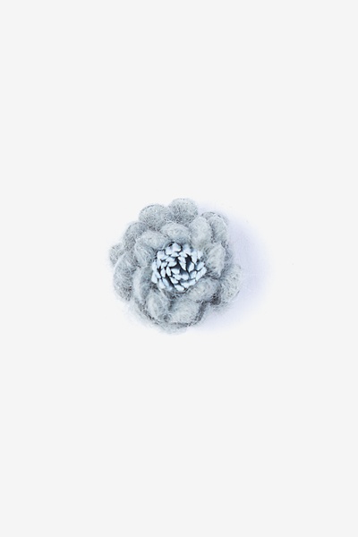 Slate Acrylic Rustic Yarn Flower Lapel Pin