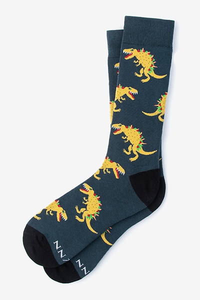 Slate Carded Cotton Tacosaurus Rex Medium-Large Sock