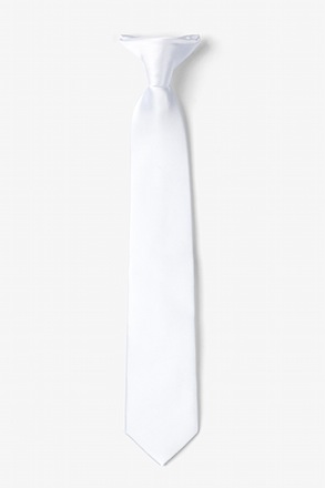 Stark White Clip-on Tie For Boys