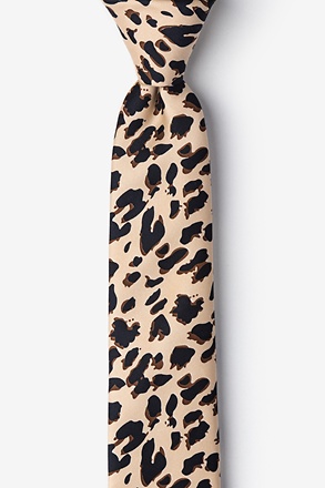 _Leopard Animal Print Tan/taupe Skinny Tie_