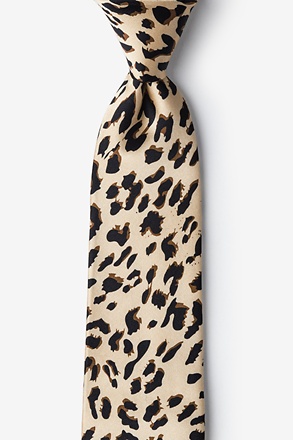 Leopard Print 3" Tan/taupe Skinny Tie