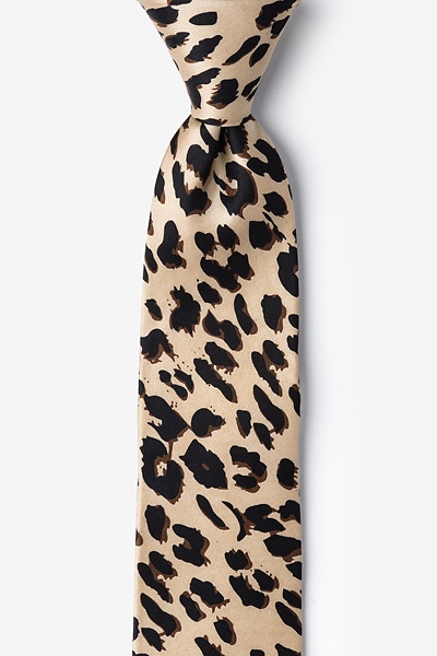 NEW Unisex Leopard Print Spotted Tan and  Black Brown Tie NeckTie 
