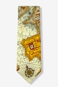 World Map Tan/taupe Tie Photo (1)