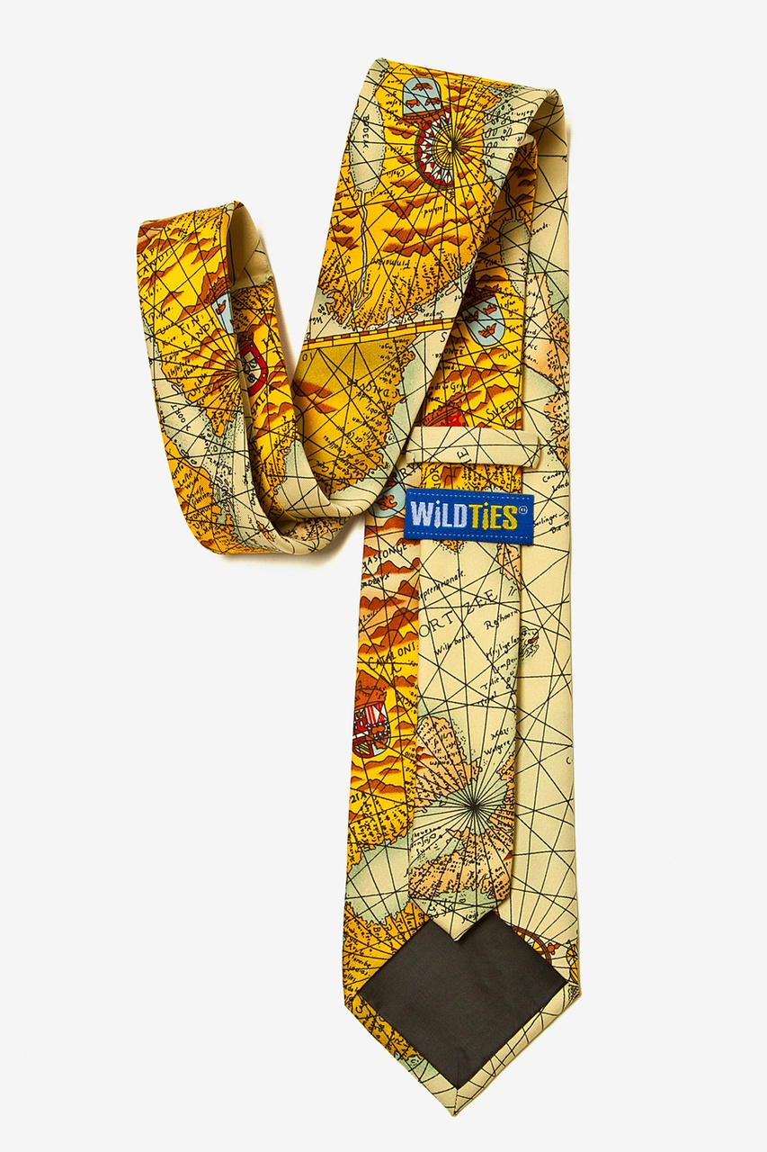 World Map Tan/taupe Tie Photo (2)