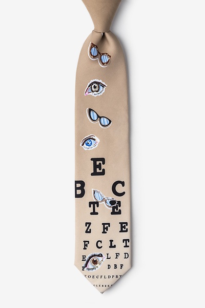 Three Rooker Eyeballs Novelty Necktie For Men – Fun Optometrist Gift, Green & Blue Eye Design On Black, Microfiber - View #7