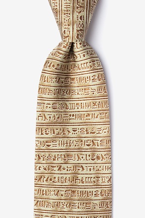 _Egyptian Hieroglyphs Tan/taupe Tie_