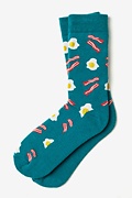 Bacon & Eggs Teal Sock Photo (0)