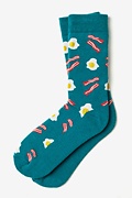 Bacon & Eggs Teal Medium-Large Sock Photo (0)