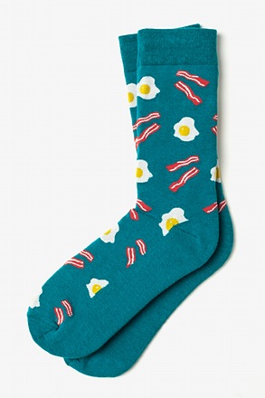 _Bacon & Eggs Teal Medium-Large Sock_