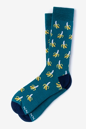 Gone Bananas Teal Medium-Large Sock