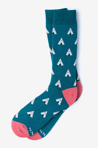 Teal Teepee Sock | Camping Sock | Ties.com