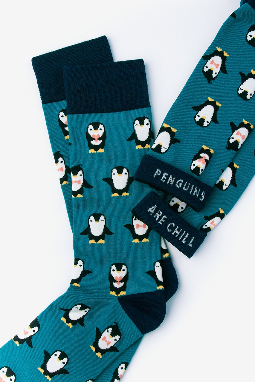 Penguin Teal Sock Photo (1)