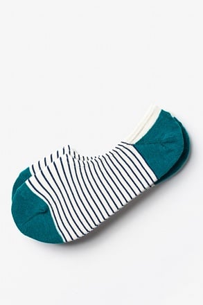 Villa Park Stripe Teal No-Show Sock
