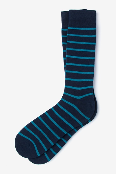 Teal Carded Cotton Virtuoso Stripe Medium-Large Sock