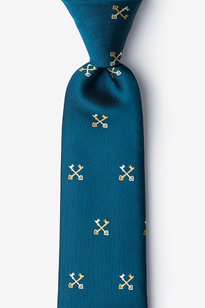 _Crossed Keys Teal Extra Long Tie_