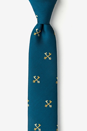 _Crossed Keys Teal Skinny Tie_