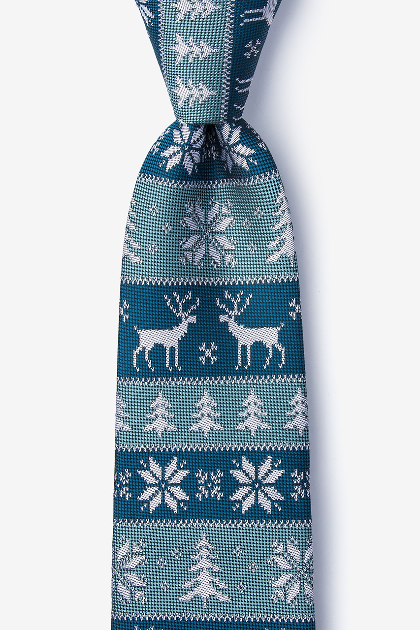 Less Ugly Christmas Sweater Teal Extra Long Tie Photo (0)