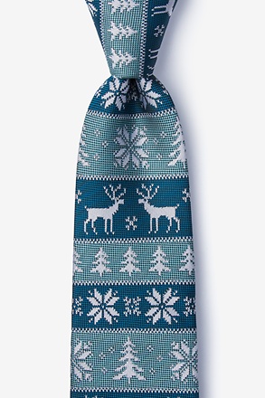 _Less Ugly Christmas Sweater Teal Extra Long Tie_