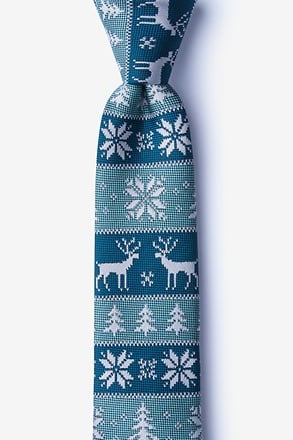 _Less Ugly Christmas Sweater Teal Skinny Tie_