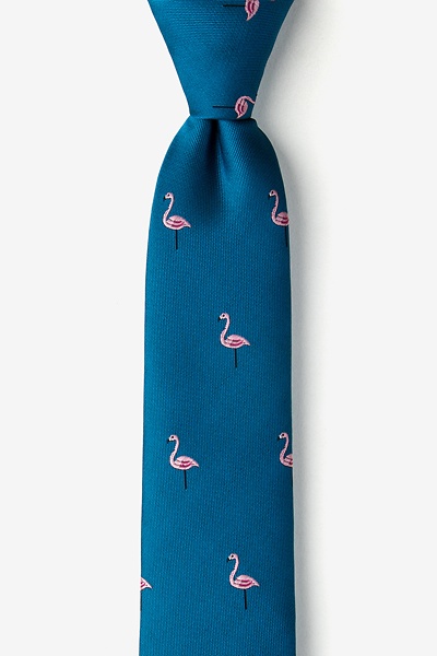 Teal Microfiber Yard Birds Skinny Tie