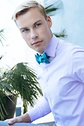 Blossoms Teal Self-Tie Bow Tie Photo (2)