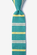 Roman Stripe Teal Knit Skinny Tie Photo (0)