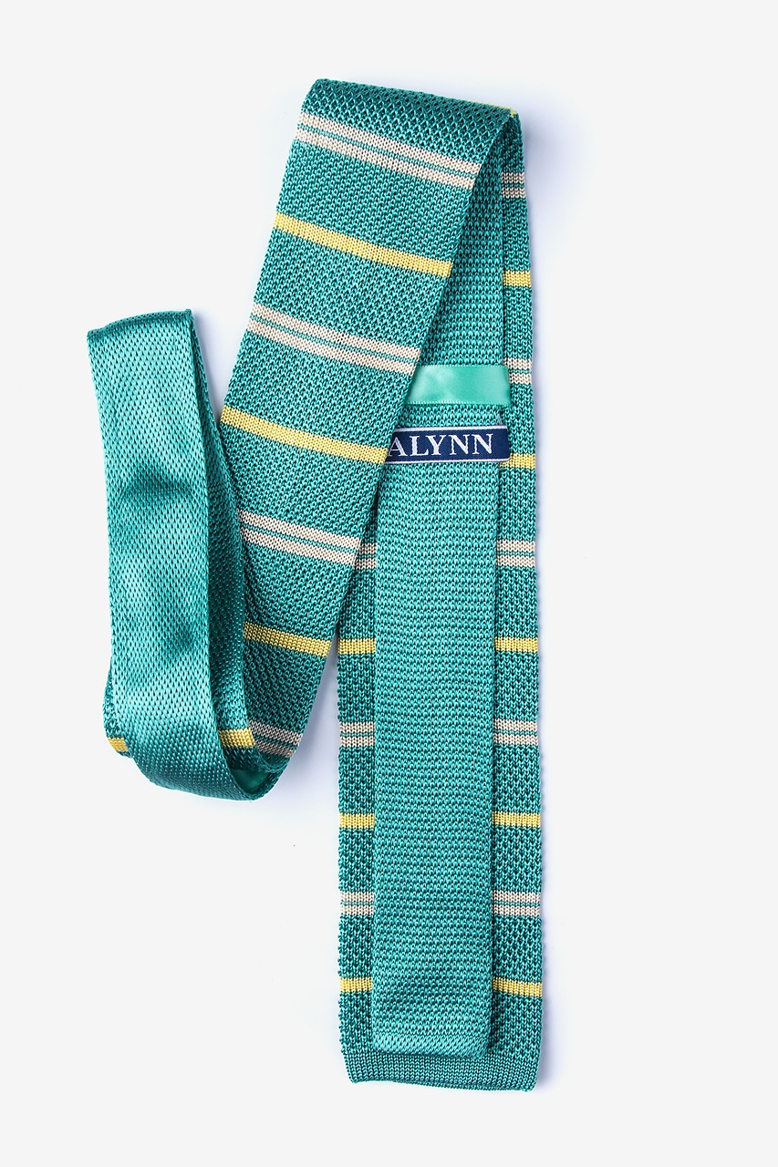 Roman Stripe Teal Knit Tie Photo (1)