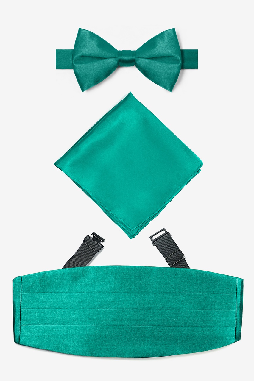 Prytania Silk Ikat Cummerbund - Emerald Green, Teal main image 1
