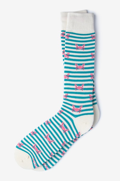 Teal Crab Sock | Nautical Sock | Ties.com