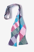 Brynn Check Turquoise Self-Tie Bow Tie Photo (1)