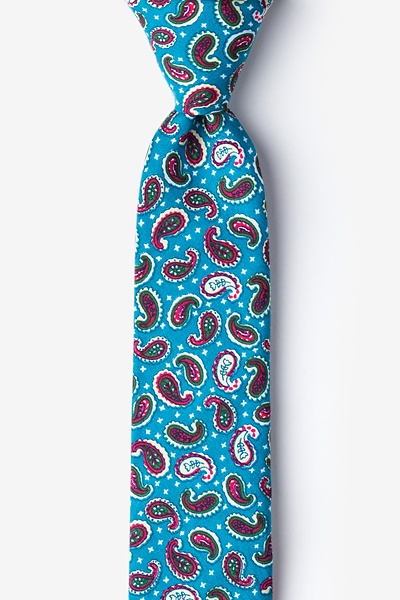 Turquoise Cotton Cedar Hill Skinny Tie