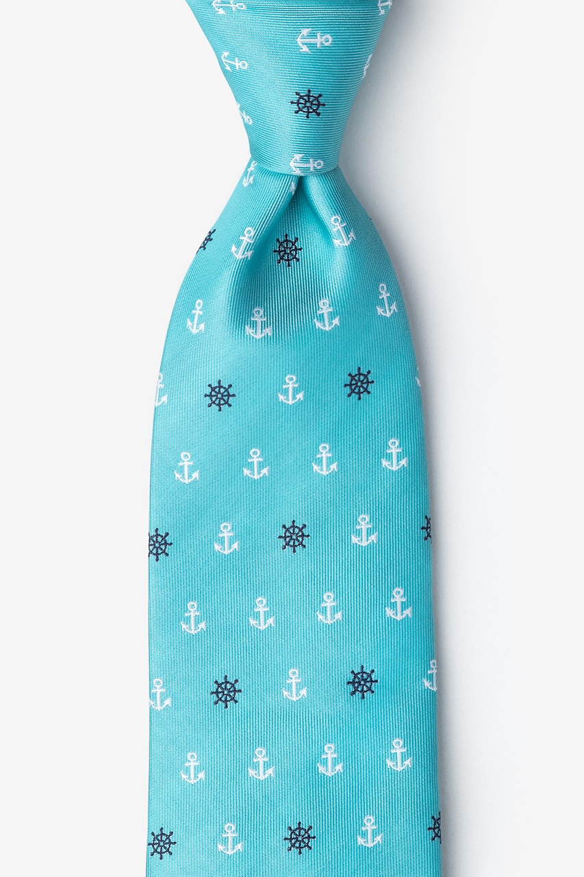 Anchors & Ships Wheels Turquoise Extra Long Tie Photo (0)