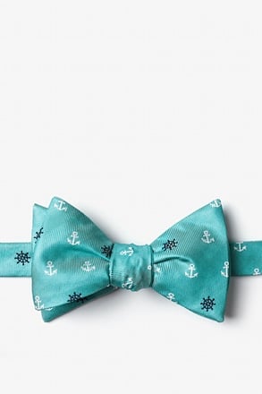 Anchors & Ships Wheels Turquoise Self-Tie Bow Tie