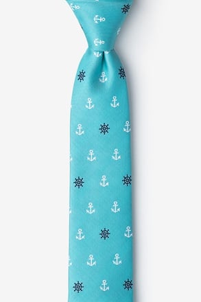 Anchors & Ships Wheels Turquoise Skinny Tie