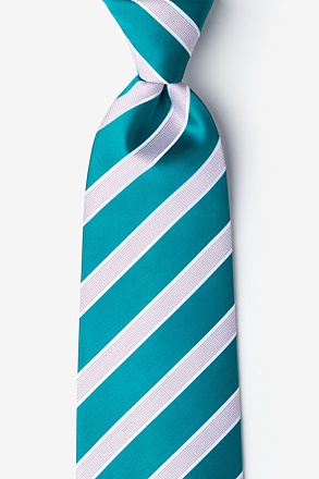 _Jefferson Stripe Turquoise Extra Long Tie_